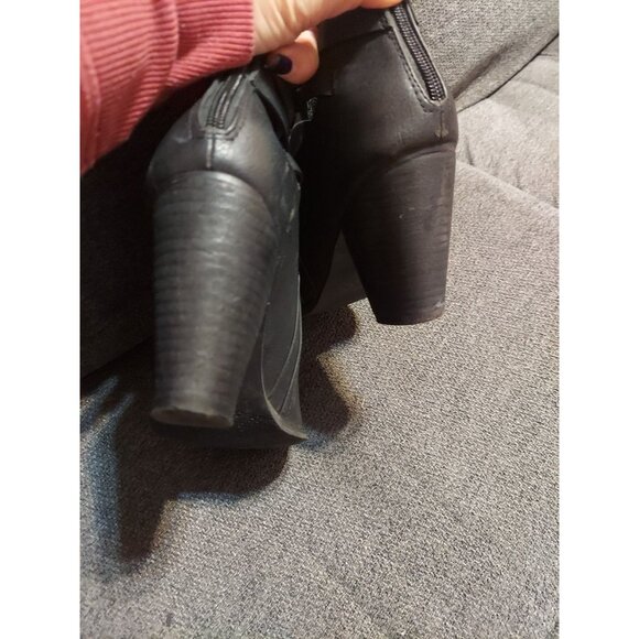 Women Ankle Boots Almond Toe Mid Heel Booties Chunky Block Zip Up Sz 8 M - Picture 6 of 12